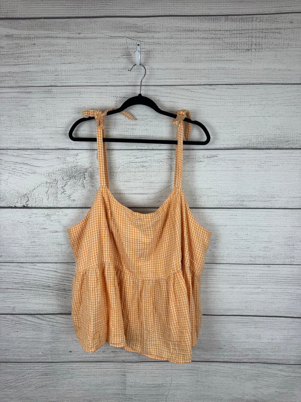 Old Navy Plus Size Orange & White Gingham Tie Strap Top Size 4X
